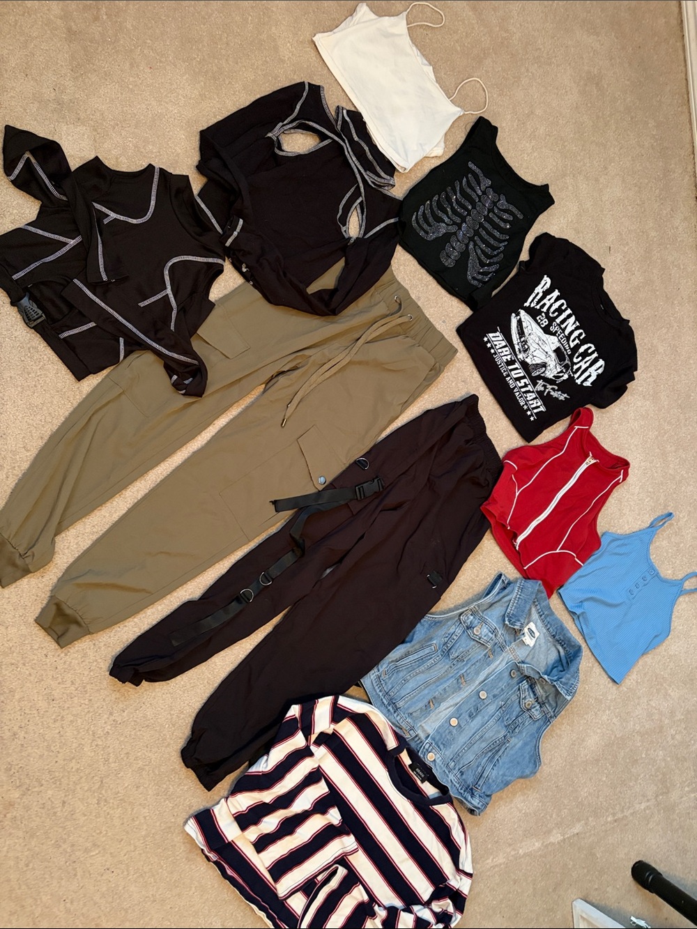 Women / Teen Variety of Tops, Pants, Jean Vest & Crop Sweater